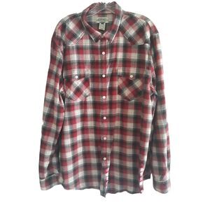 American Rag Cie Western Plaid Shirt Men XL  Red Black White Long Sleeves